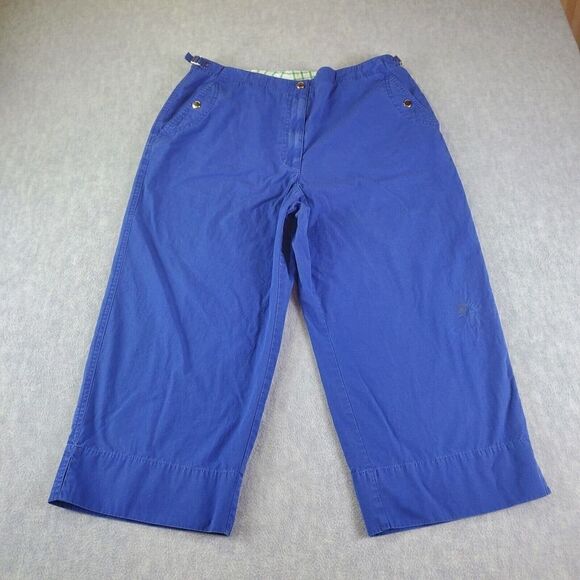 VTG Lauren Ralph Lauren Pants Womens 12 Blue Button Wide Leg Cutlottes Capris - Picture 1 of 11